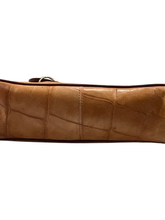 #40 Dooney & Bourke Tan Croc-Embossed Shoulder Hobo with Dark Brown Strap - Picture 4 of 7